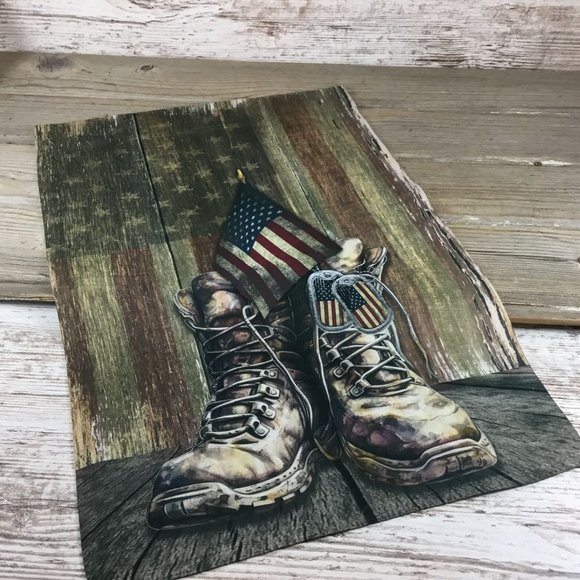 Rustic American Flag and Boots Garden Flag - Picture 8 of 9